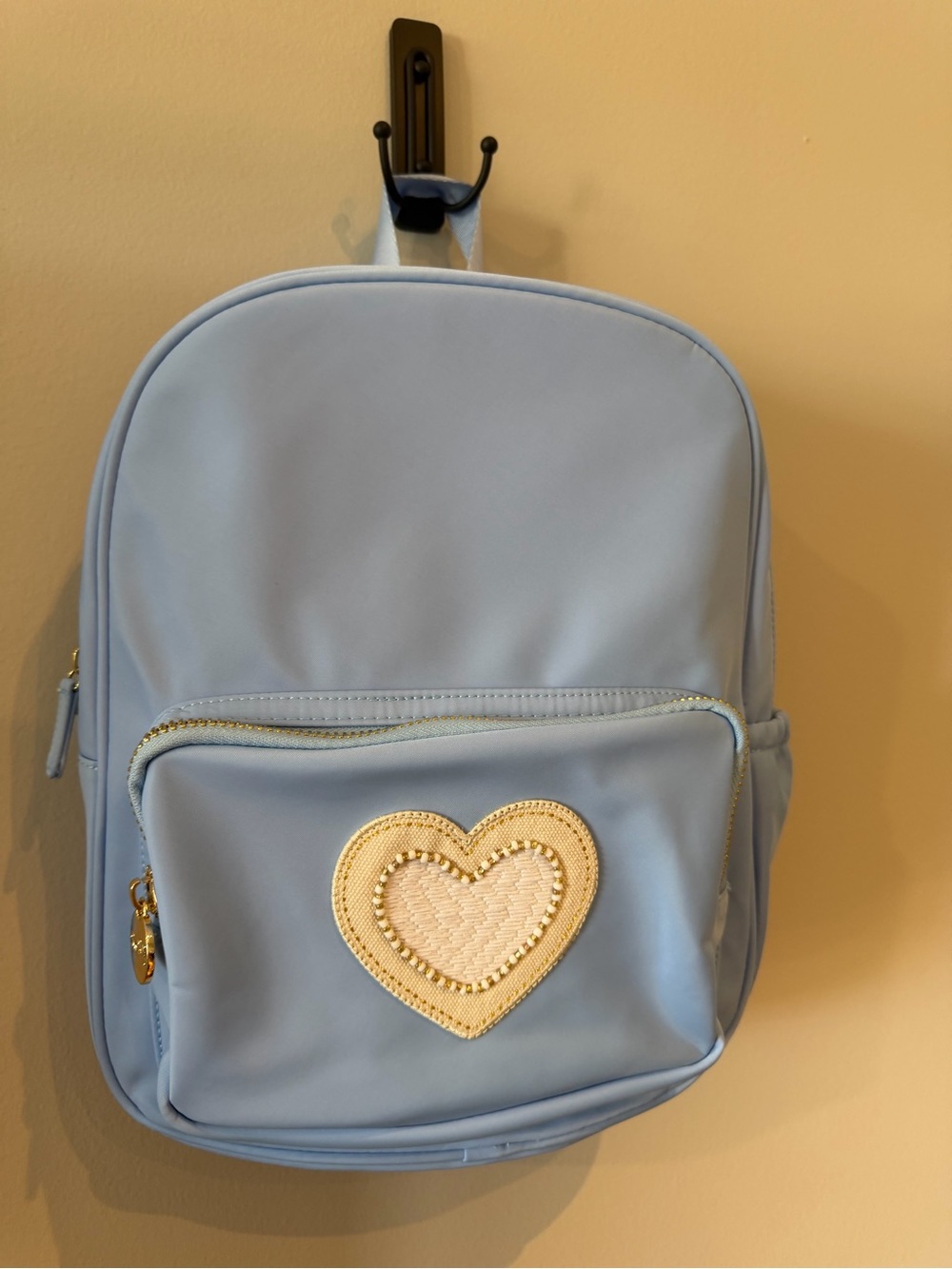 STONEY CLOVER LANE periwinkle mini backpack with heart patch
